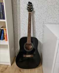 Черная гитара ручной работы в стиле вестерн, акустическая гитара