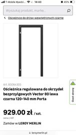 Ościeżnica Porta do drzwi bezprzylgowych Vector 80 - lewa, 120-140 mm