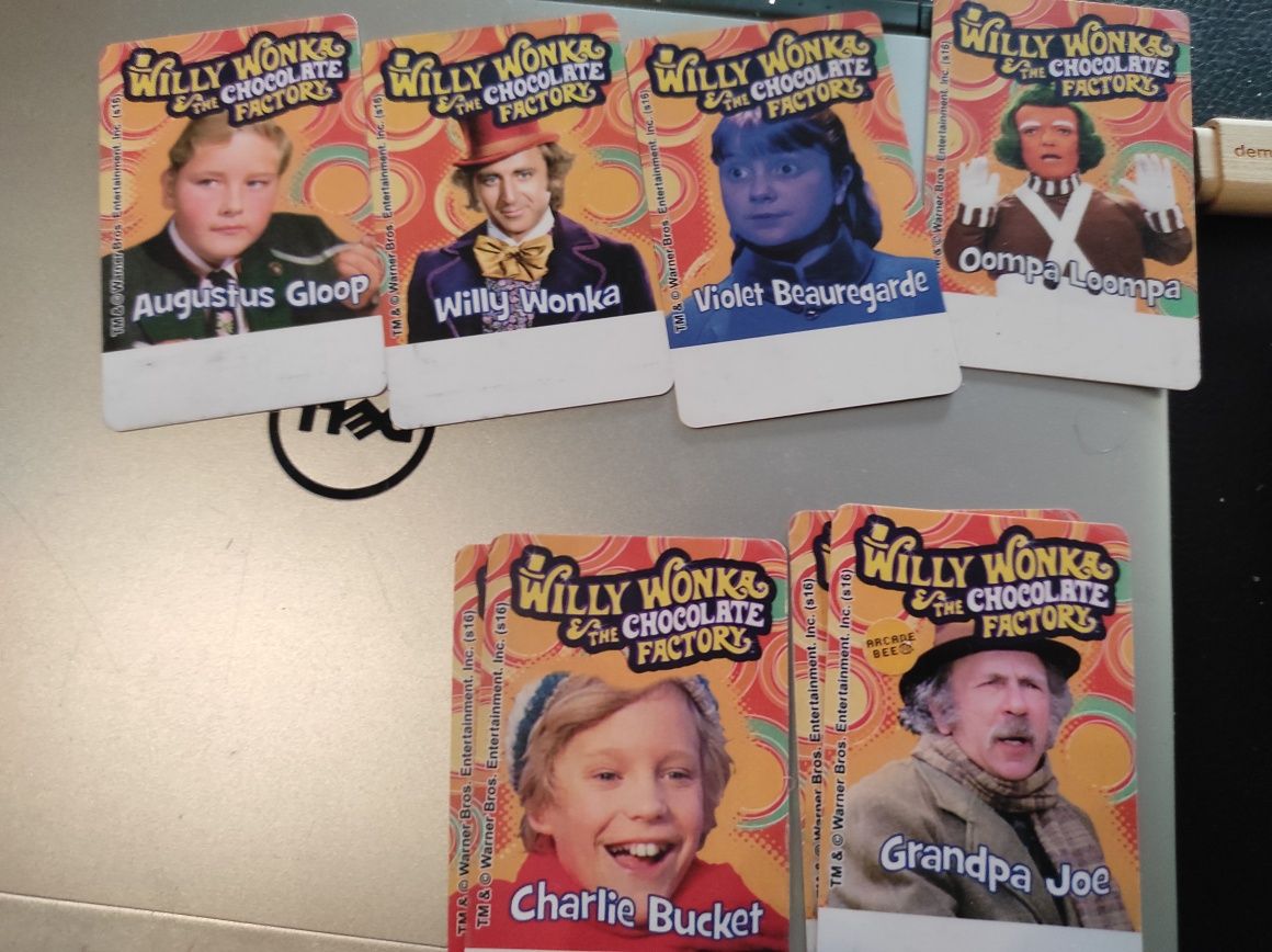 Willy Wonka karty kolekcjonerskie 8szt