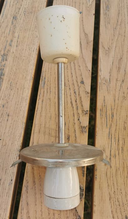 Lampa Biała Wisząca Zaos PRL