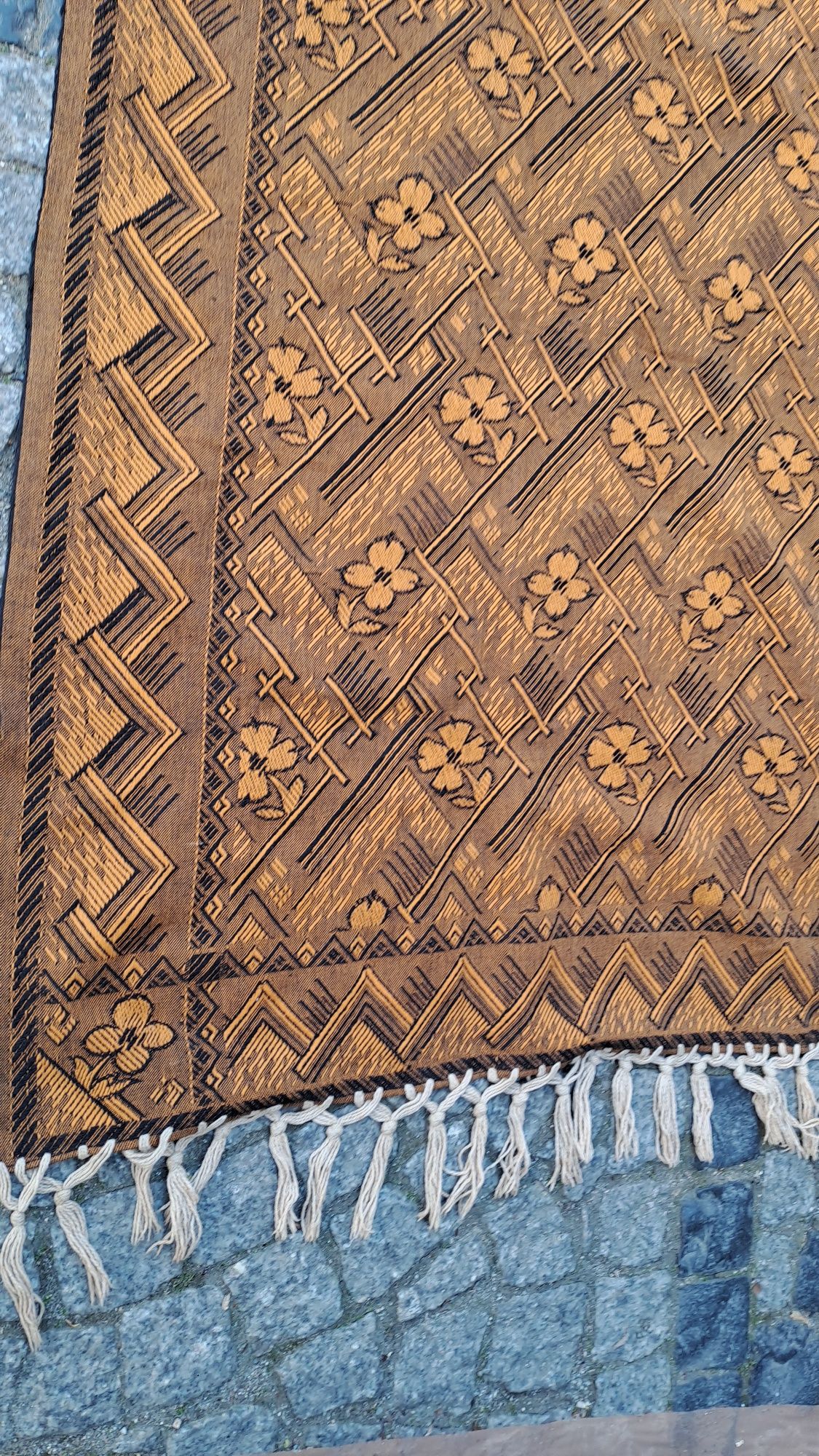 Piękna antyczna tkanina narzuta obrus kilim zasłona