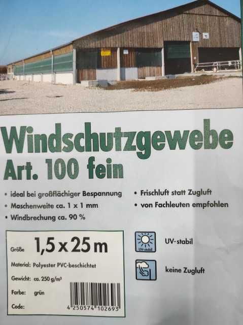 Siatka przeciwwietrzna 1,5m x 25m Zatrzymuje około 90 % wiatru