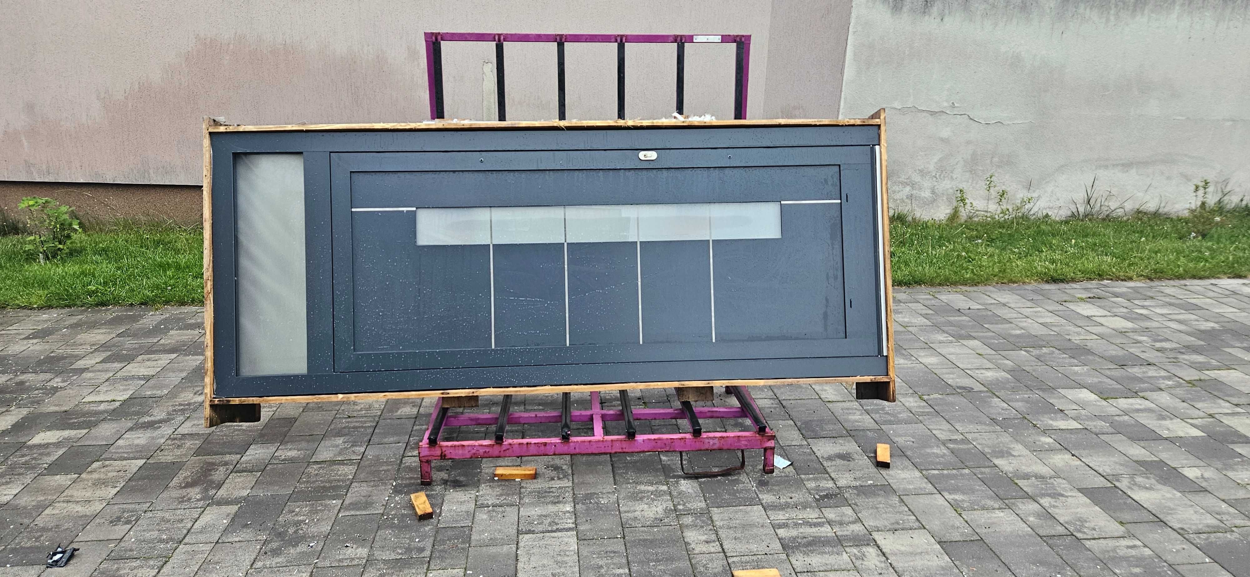 Nowe Drzwi Wejściowe aluminiowe 225x102cm świetlik 39 Polski producent