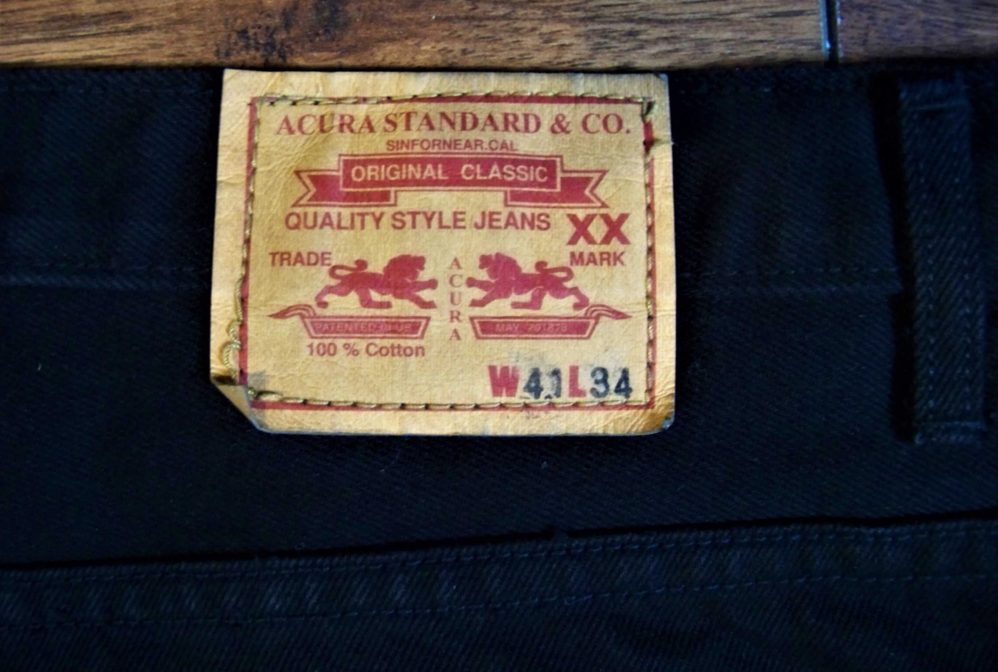 Spodnie jeansowe ACURA r.56 (XL) męskie czarne prosta nogawka
