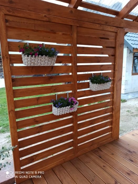 Płot Panele przęsła ogrodzeniowe lamelowe drewniane BARDZO SOLIDNIE