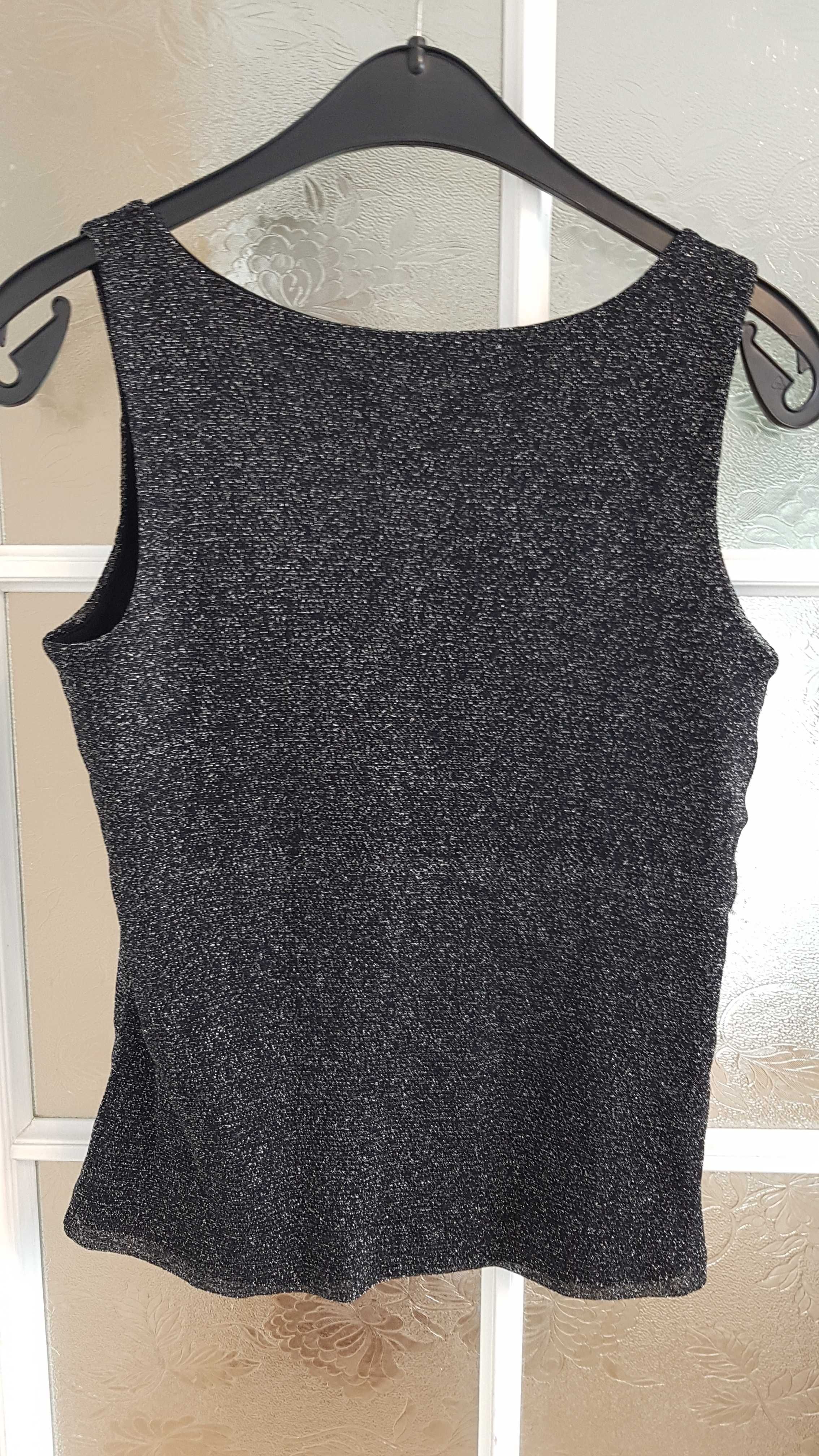 Czarny top Bluzeczka z srebrnym brokatem ONLY 38 M