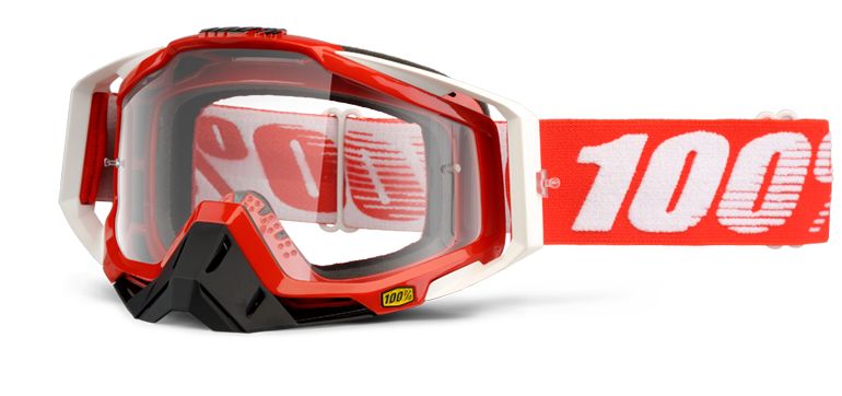 100 procent racecraft fire red szyba bezbarwna gogle mx atv cross dh