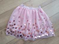 Tiulowa spódniczka spódnica z cekinami pudrowy róż 128