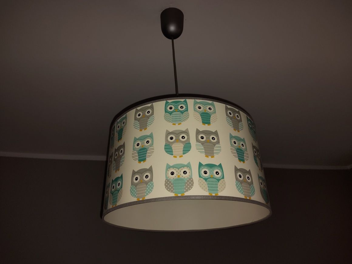 Abażur lampa wisząca sowy miętowa szara