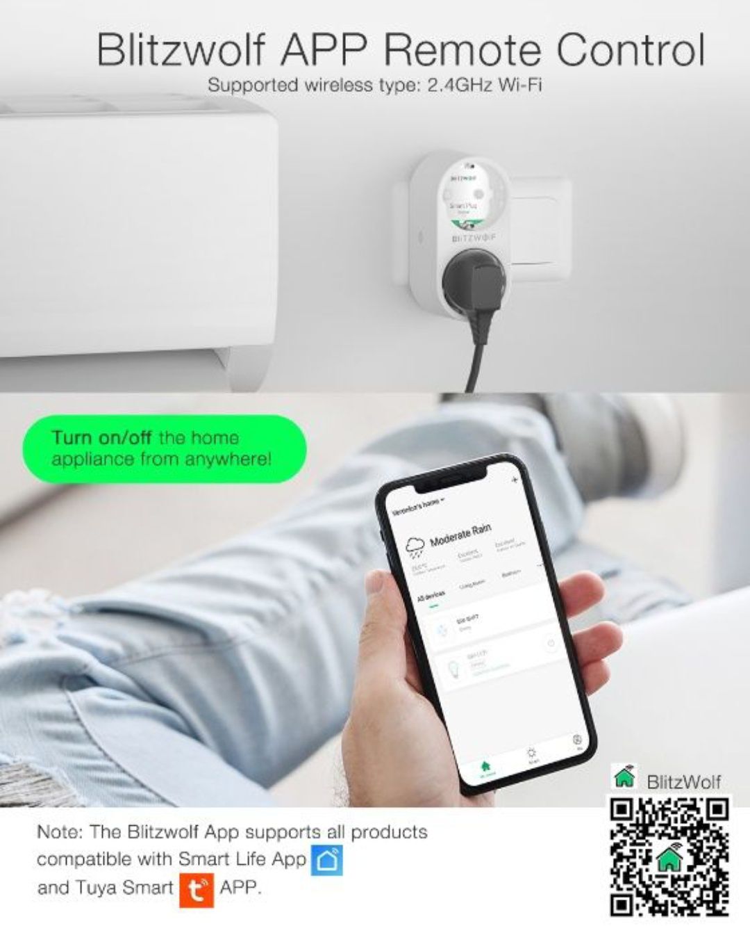 Tomada dupla inteligente blitzwolf bw-shp7 3680W com App *NOVO*