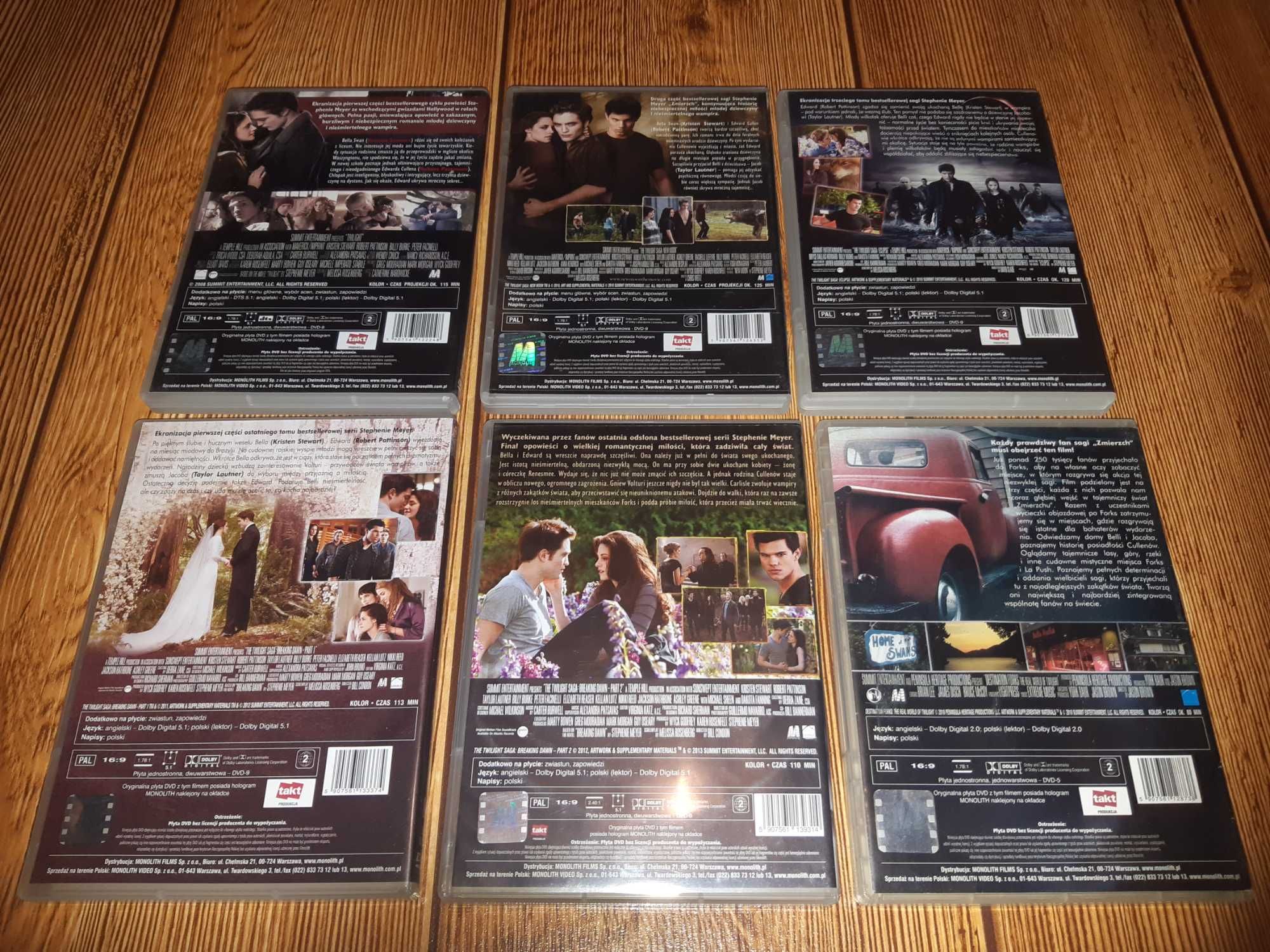 Saga Zmierzch Twilight 1-5  Pattinson Stewart Zaćmienie Świtem Forks