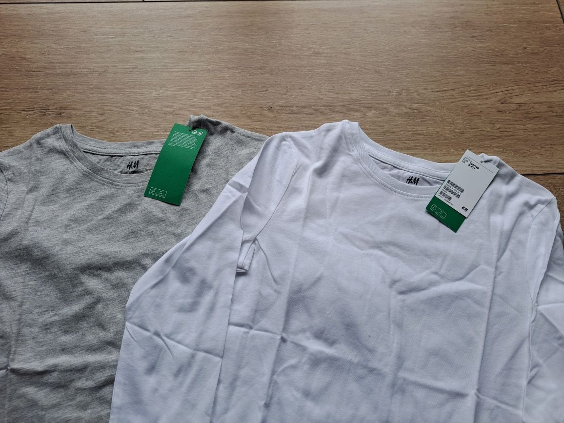 NOWE 2-pack bluzki t-shirt z długim rękawem H&M roz. 134/140