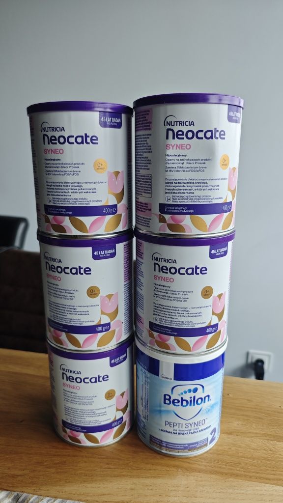 Mleko modyfikowane Neocate + Bebilon Pepti Syneo