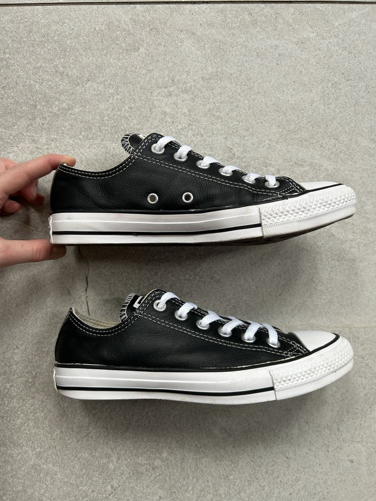 Skorzane czarne converse trampki
