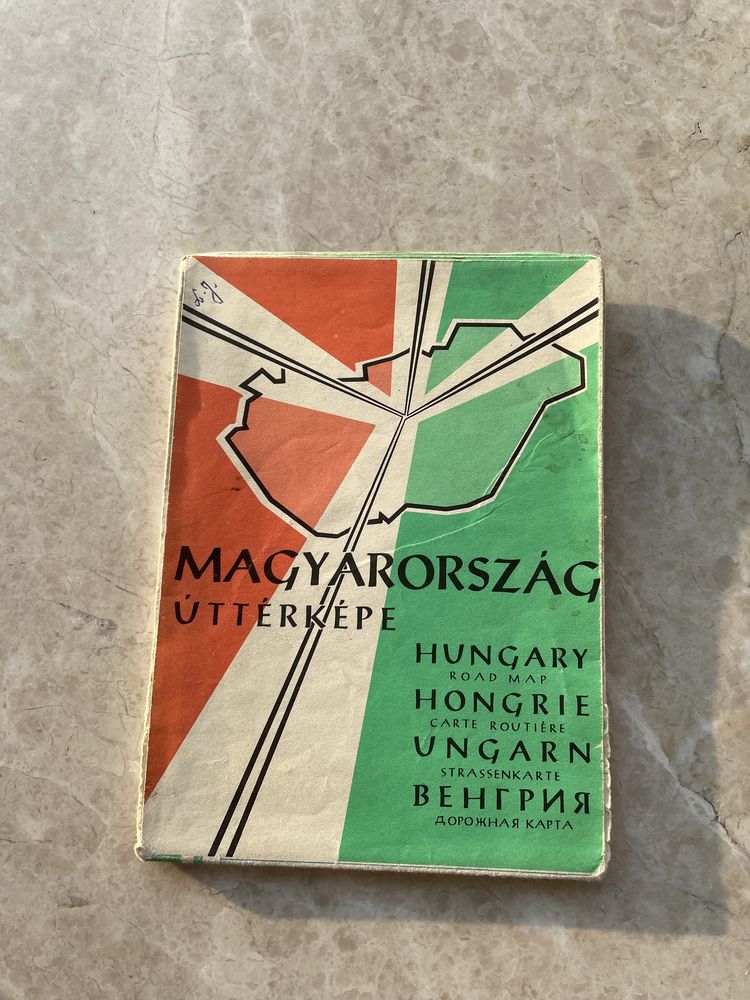 Stara vintage mapa Węgry przewodnik