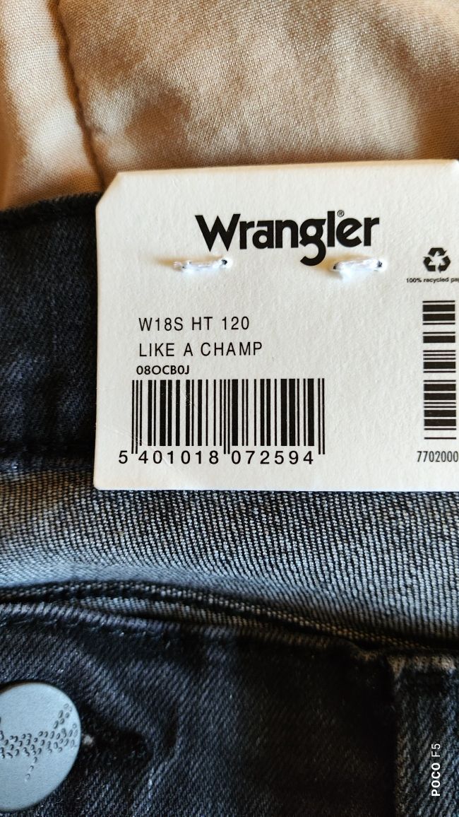 Wrangler Larston Like a Champ czarne męskie jeanscrozm 34/32 jak 35/32