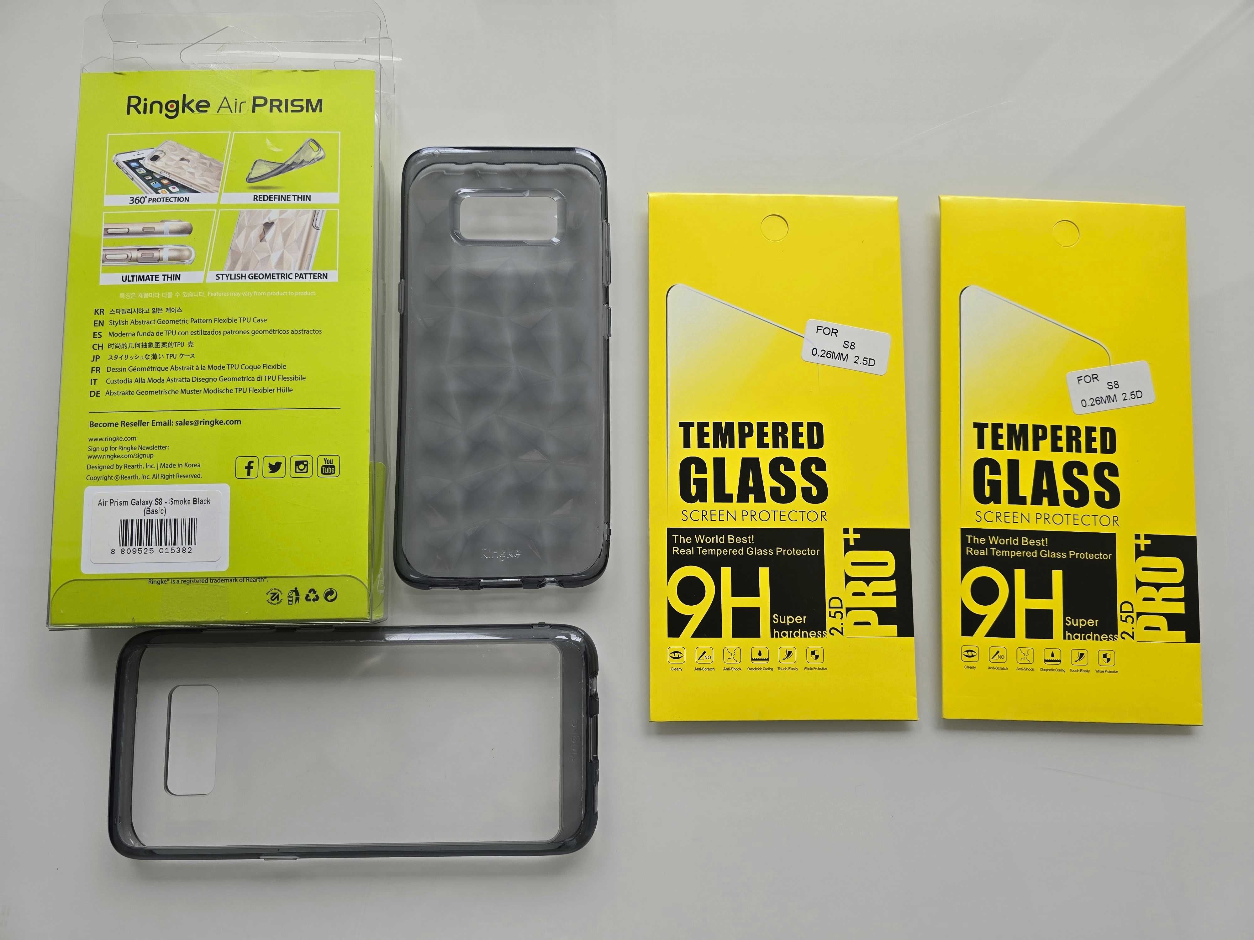 Szkło hartowane x2 + etui case plecki Ringke x2 do Samsung Galaxy S8