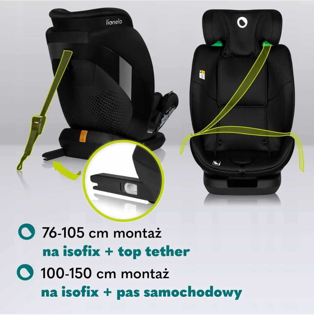 Fotelik ATEST 9-36kg 76-150cm Isofix Lionelo Lavender I-Size