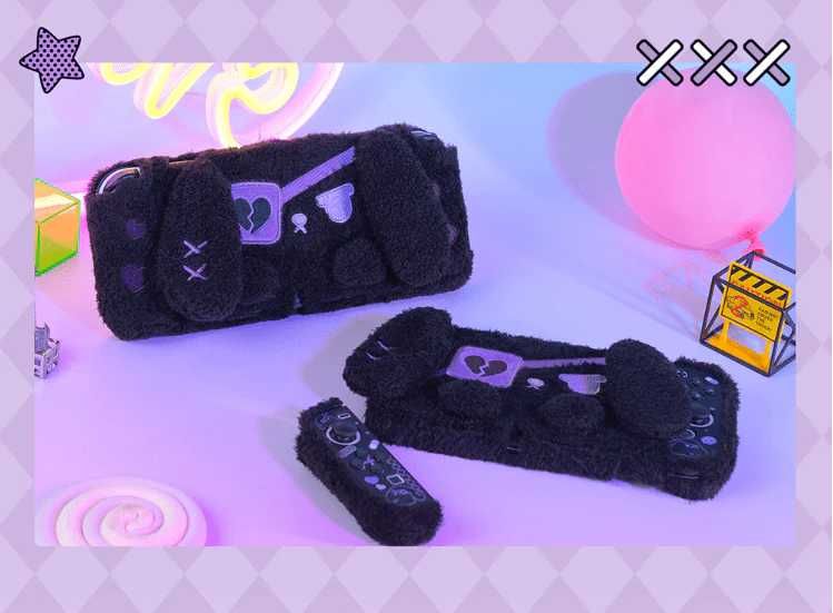 GeekShare Plush Dark Black Bunny - pokrowiec Nintendo Switch OLED