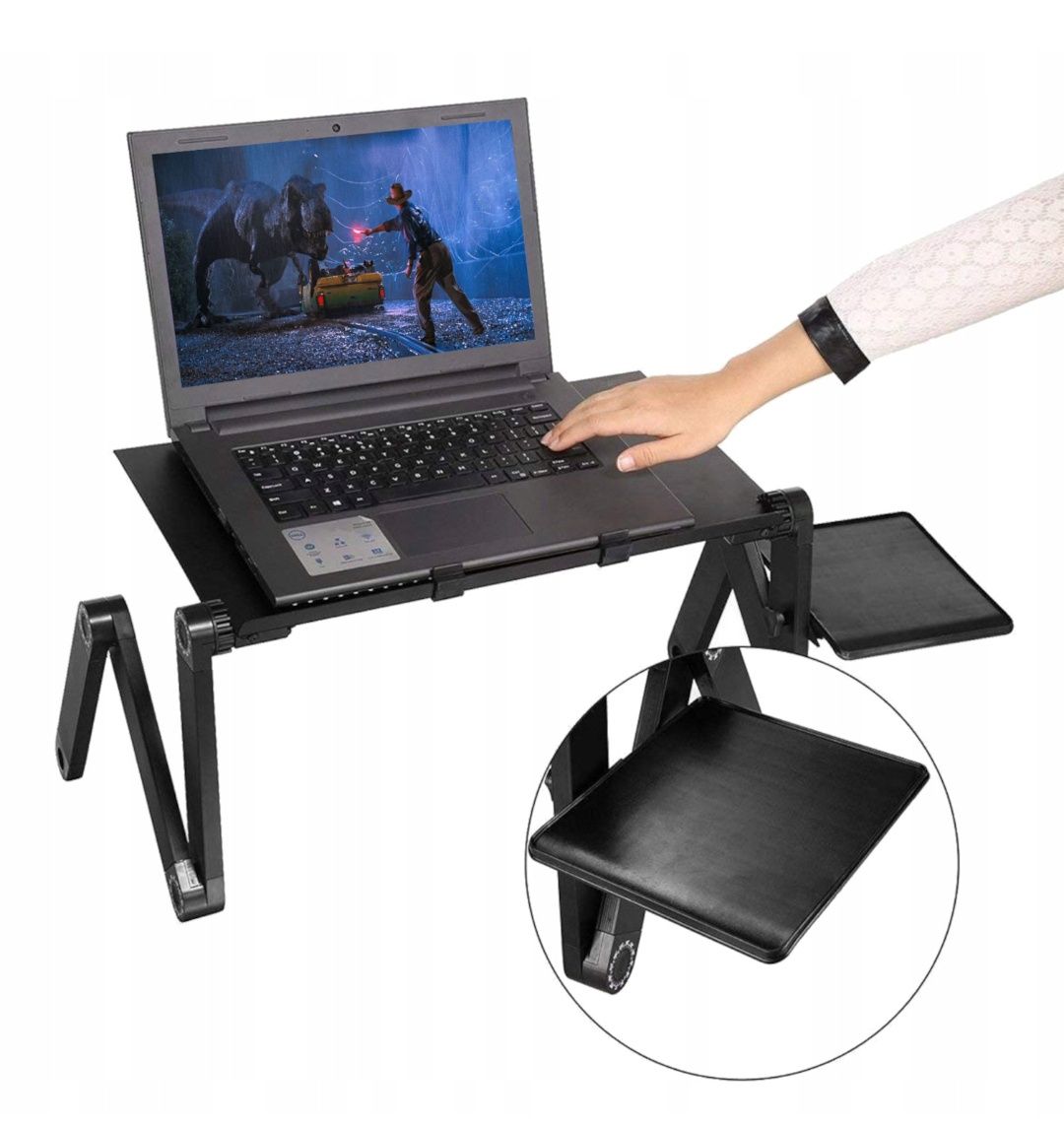Stolik do laptopa gamingowy z podstawką na mysz aluminiowy