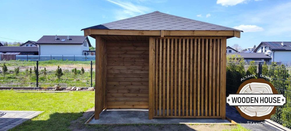 Domek narzędziowy, domek drewniany Świerk z Drewutnią, drewutnia