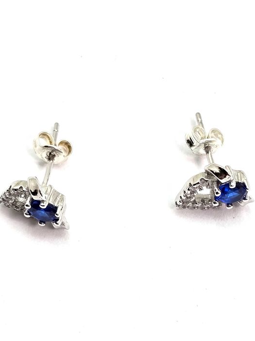 Srebrne kolczyki 925 z niebieskimi kryształkami - NOWE