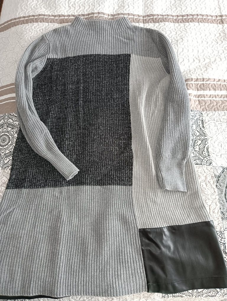 Sweter na zimę/wiosnę, sukienka ciepła zimowa sweterkowa, dzianina, sk