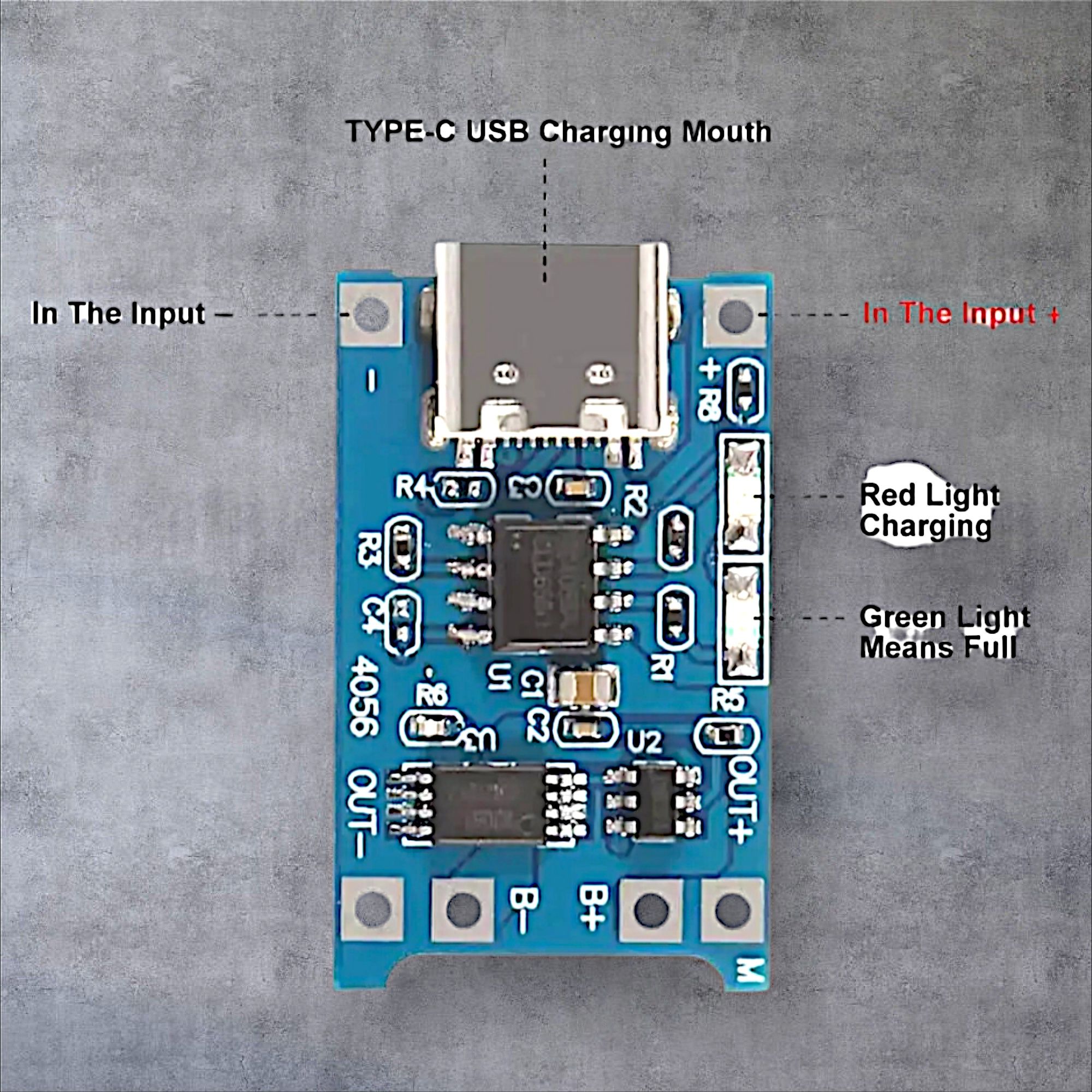 TP4056 зарядка Type-C с функцией защиты аккумулятора Li-Ion 1A