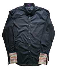Czarna koszula z kolorowymi mankietami Paul Smith London kołnierzyk 16