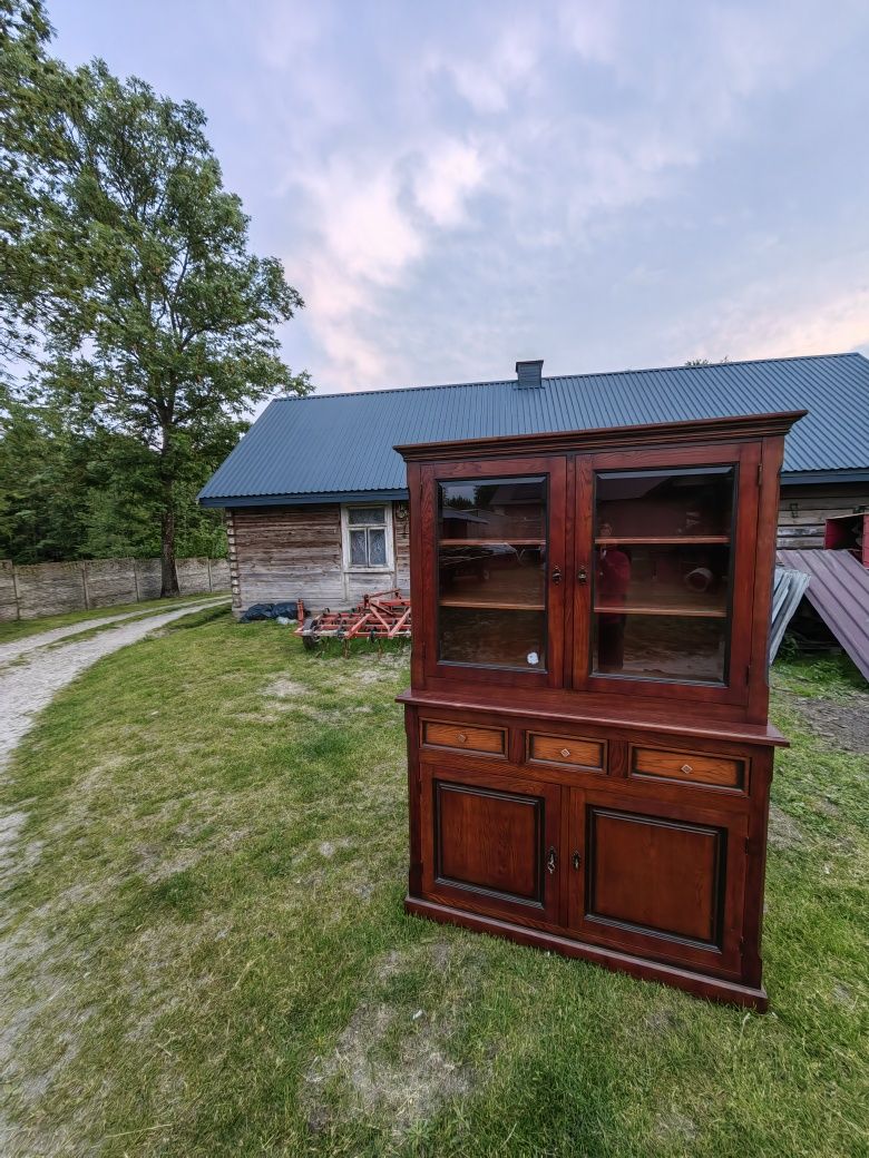 Komoda z nadstawką z litego dębu