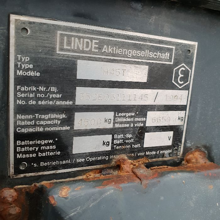 wózek widłowy linde H45T waga 6650 widlak sprzedam tylną oś komplet