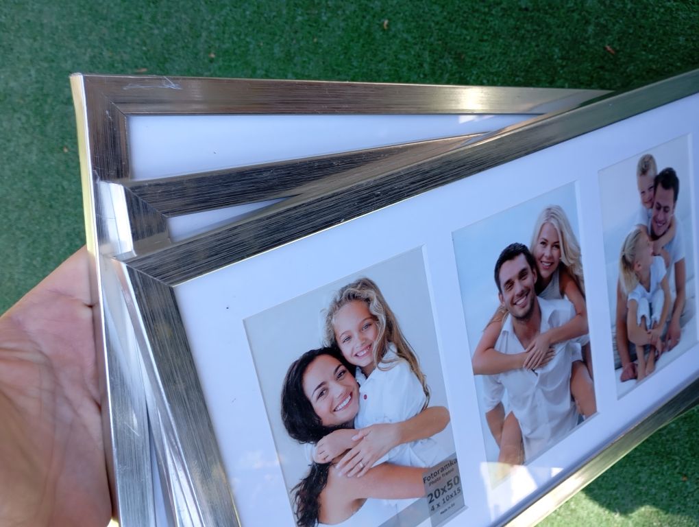 NOWA fotoramka 52 x 22cm z szybą na 4 zdjęcia.