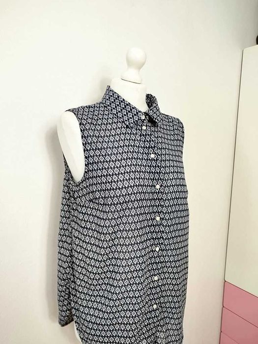 H&M granatowa wzorzysta koszula bez rękawów