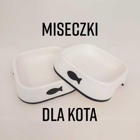 Miseczki dla kota / 2 szt. / zestaw / kolor biało-czarny / stan dobry