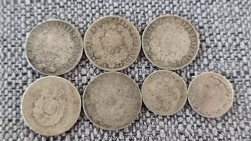 Francja srebrne monety franki Napoleon Ceres 7 szt