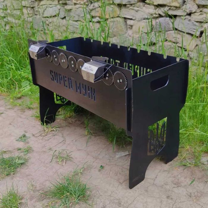 Мангал автоматичний на 6 шампурів з мотором та шашличницею розбірний