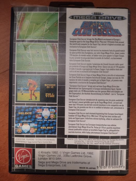 European Club Soccer Sega Mega Drive