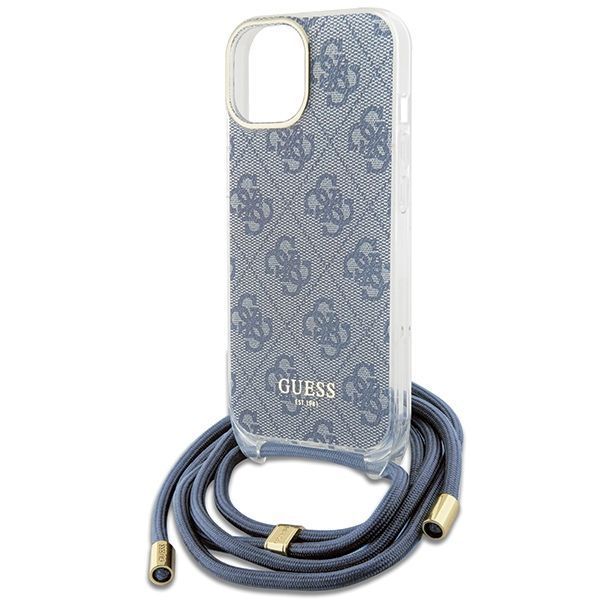 Etui Guess Crossbody Cord 4G Print do iPhone 15/14/13, Niebieskie