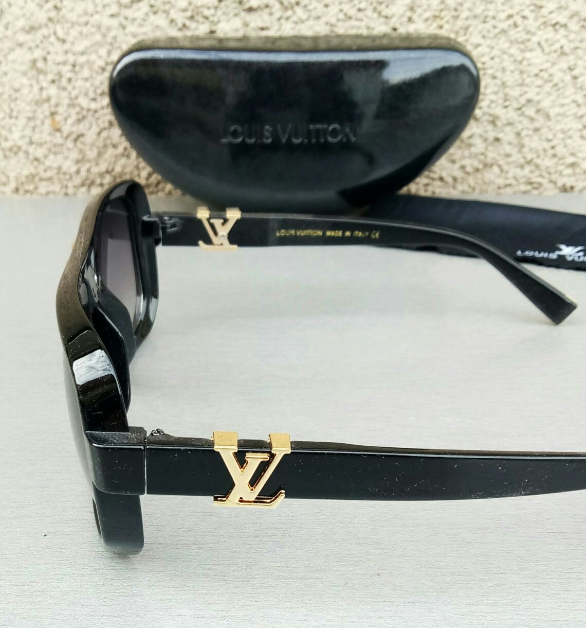Louis Vuitton мужские модные очки от солнца черные с золотом градиент