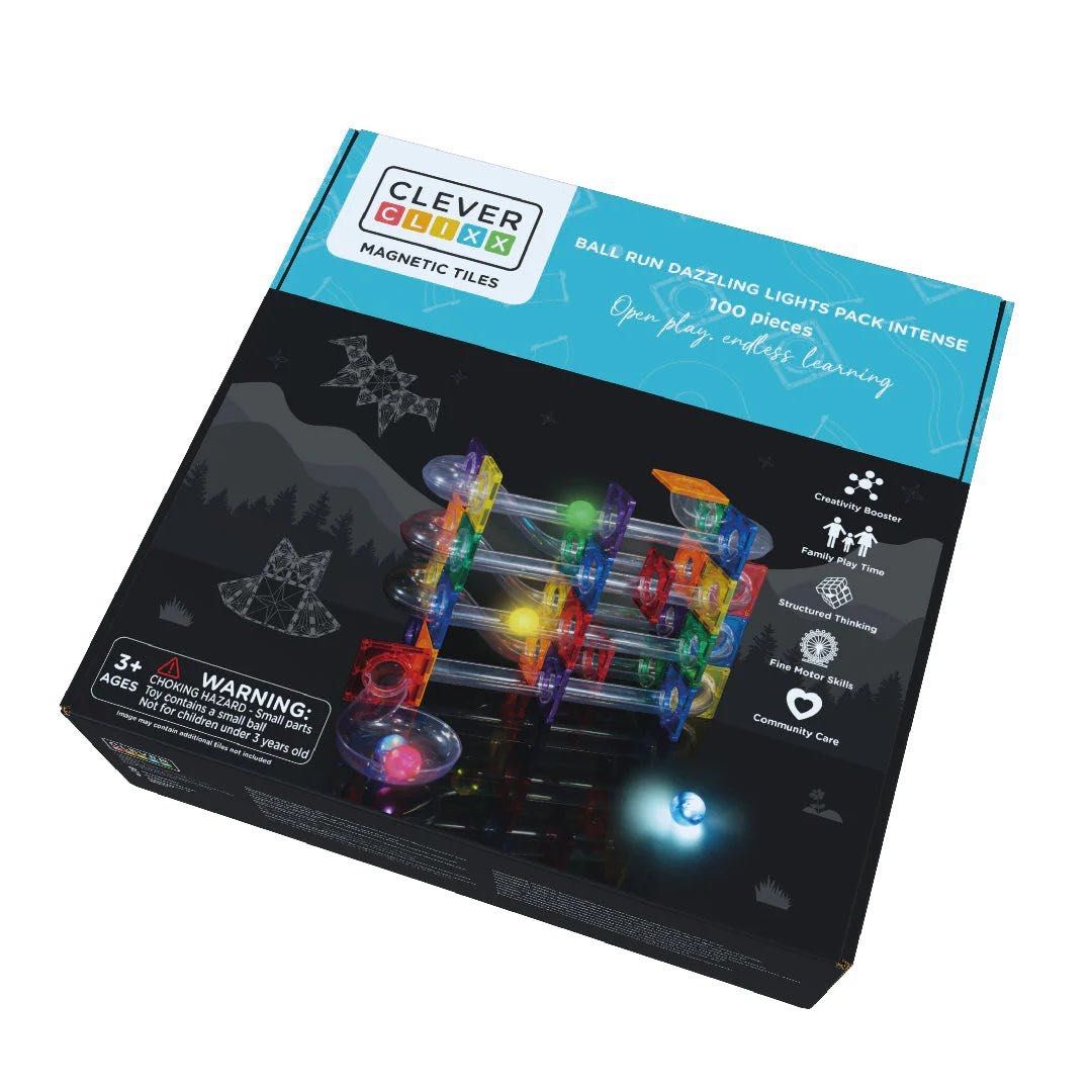 Cleverclixx - Klocki magnetyczne Ball Run Dazzling Lights Pack Intense
