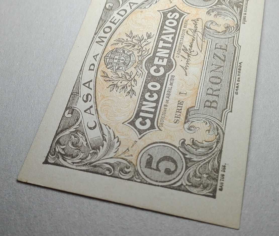 Cédula 5 centavos 1918 - Portes Grátis