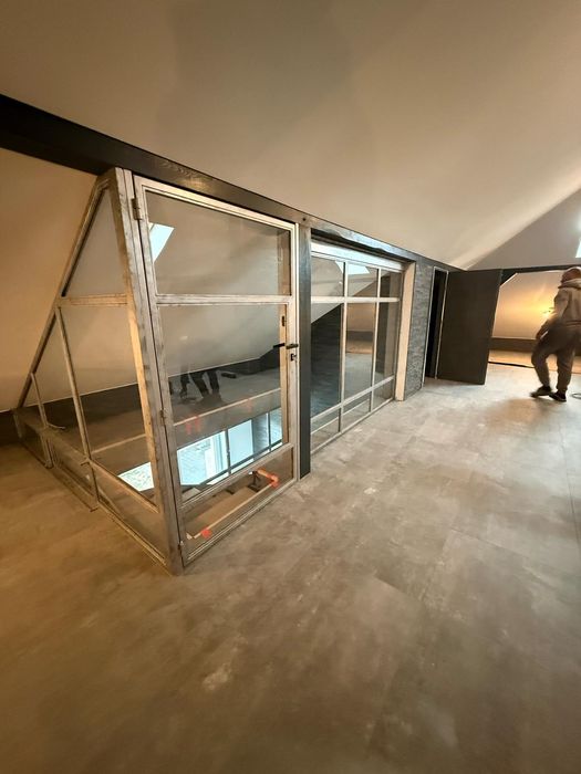 Stalowe drzwi ścianki szklane loftowe industrialne nowoczesna klasyka