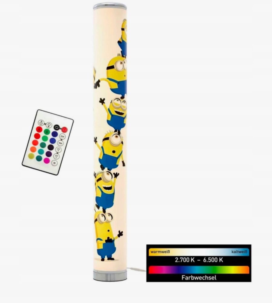 Lampa podłogowa stojąca minionki LED pilot podświetlenie RGB