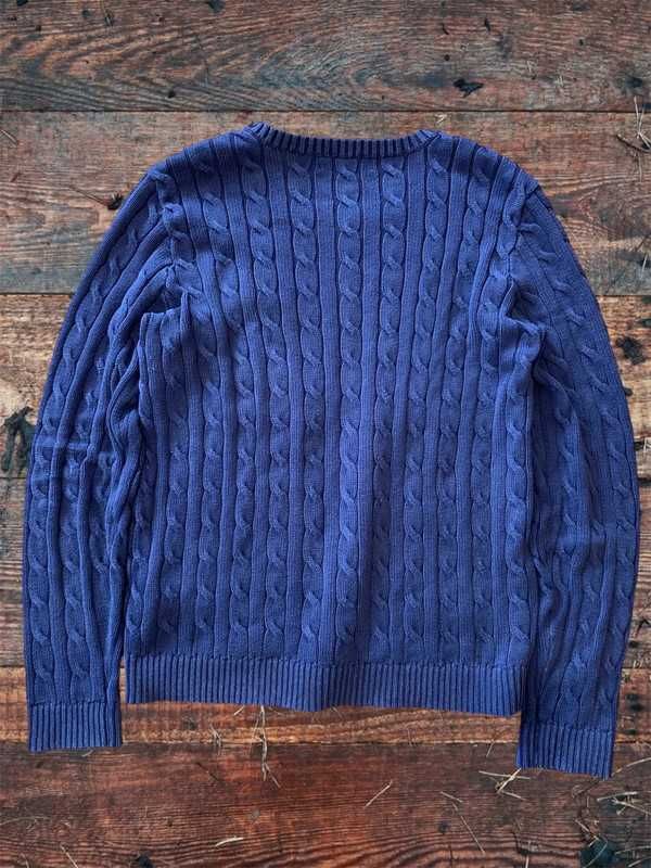 Vintage sweter warkocz Ralph Lauren XL old money unisex granatowy styl