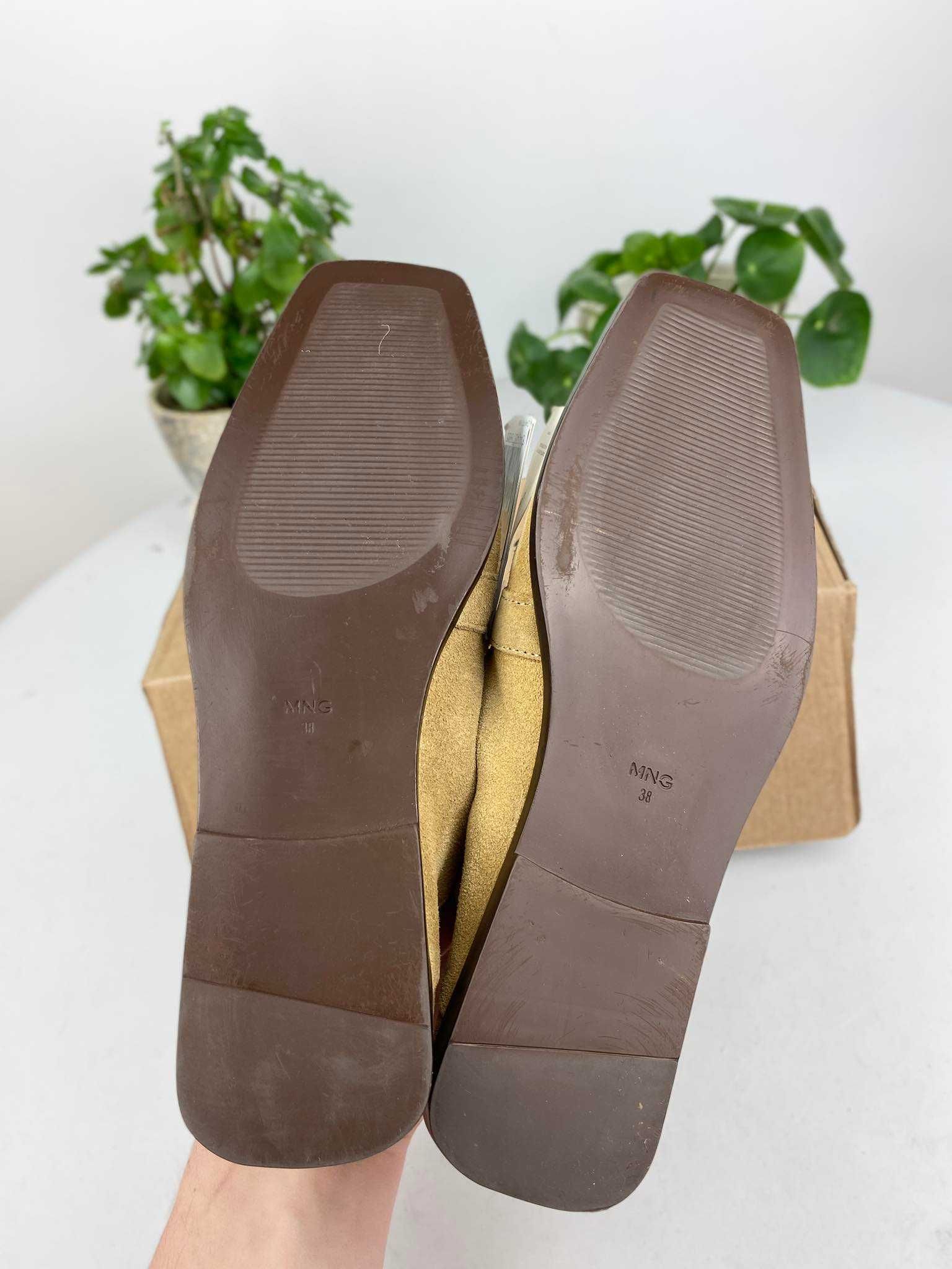beżowe brązowe buty botki mokasyny mng mango r. 38 n203a
