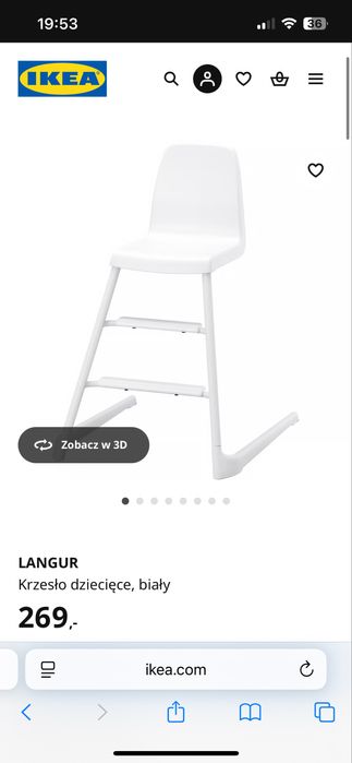 Krzesło dzieciece langur ikea biale antilop