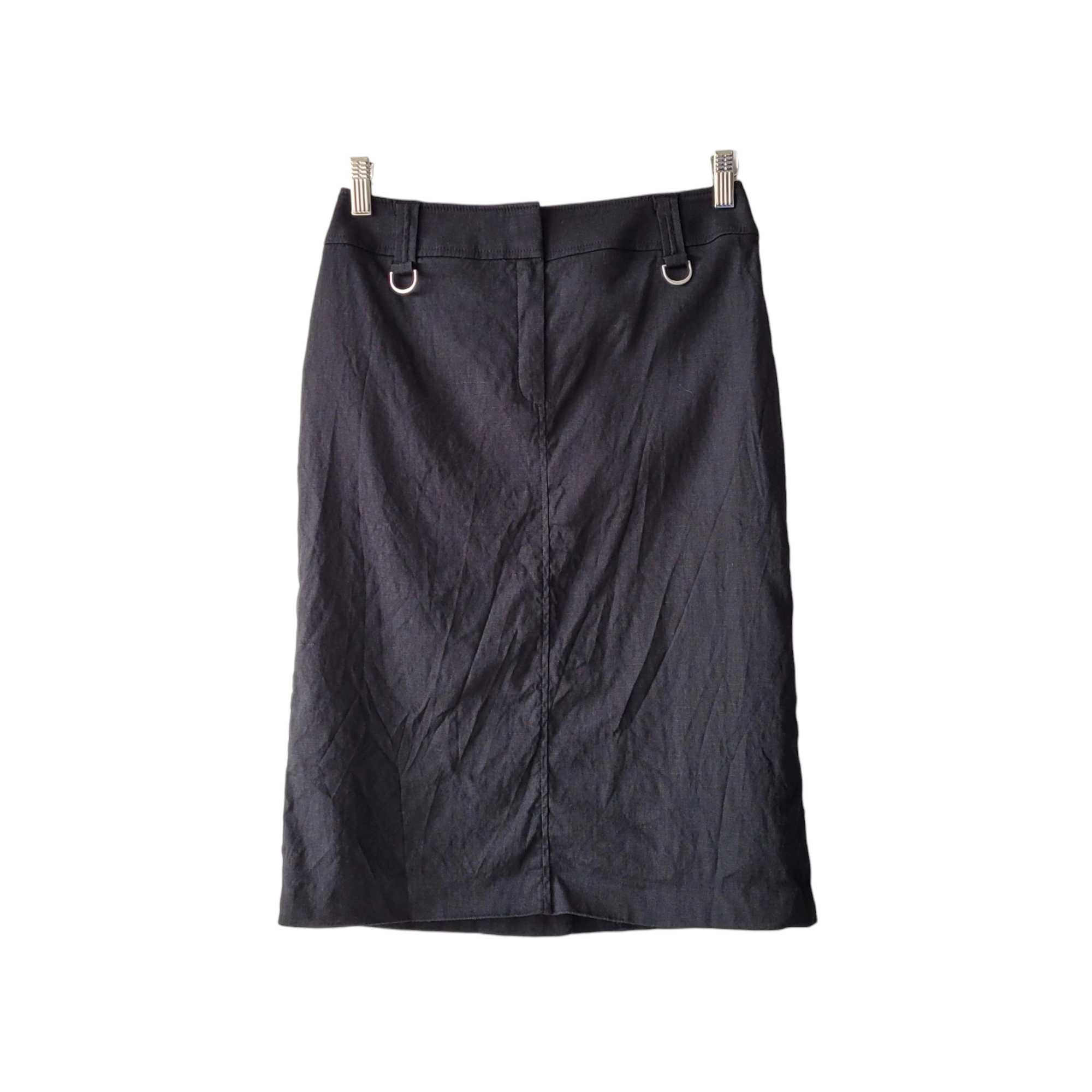 Czarna lniana spódnica ołówkowa S Marks & Spencer 70% len klasyczna