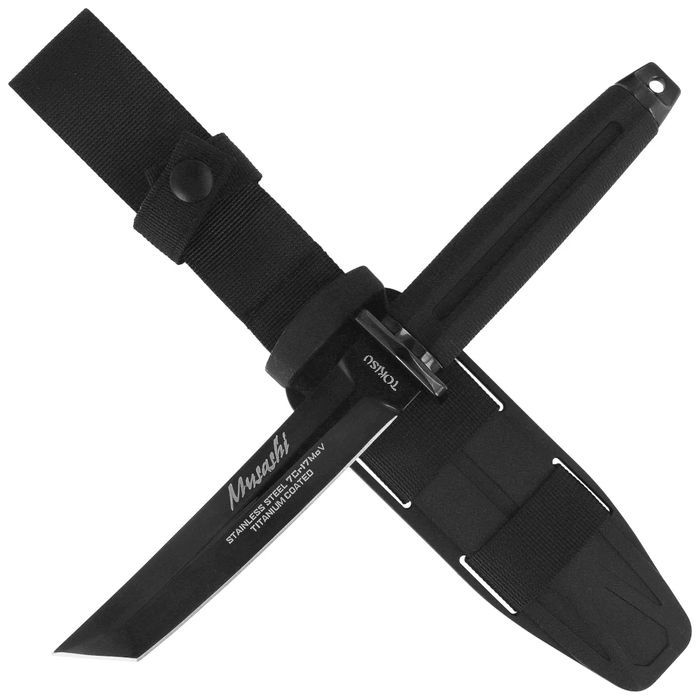 Sztylet japoński Tokisu Musashi Black Rubber, Black Titanium 7Cr17Mov