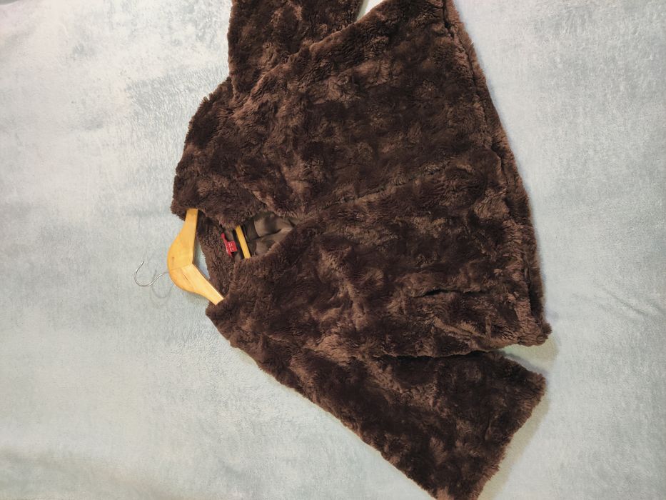 Krótkie ciemno brązowe futerko vintage 3/4 Monsoon