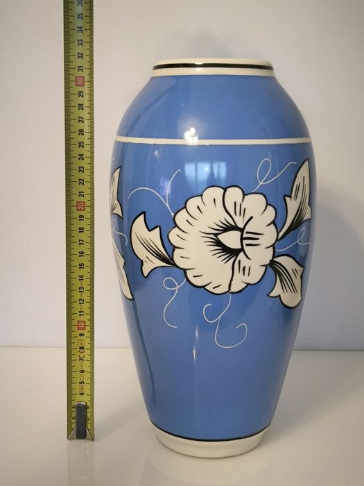 Duży wazon Chodzież PRL niebieski